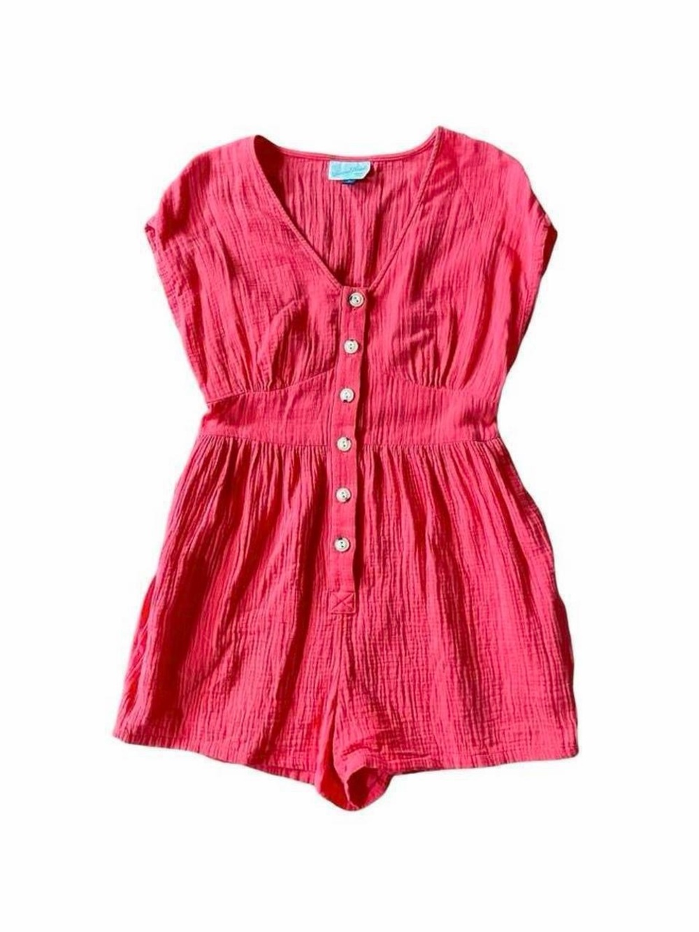 Universal Thread Coral Cotton Gauze Romper S